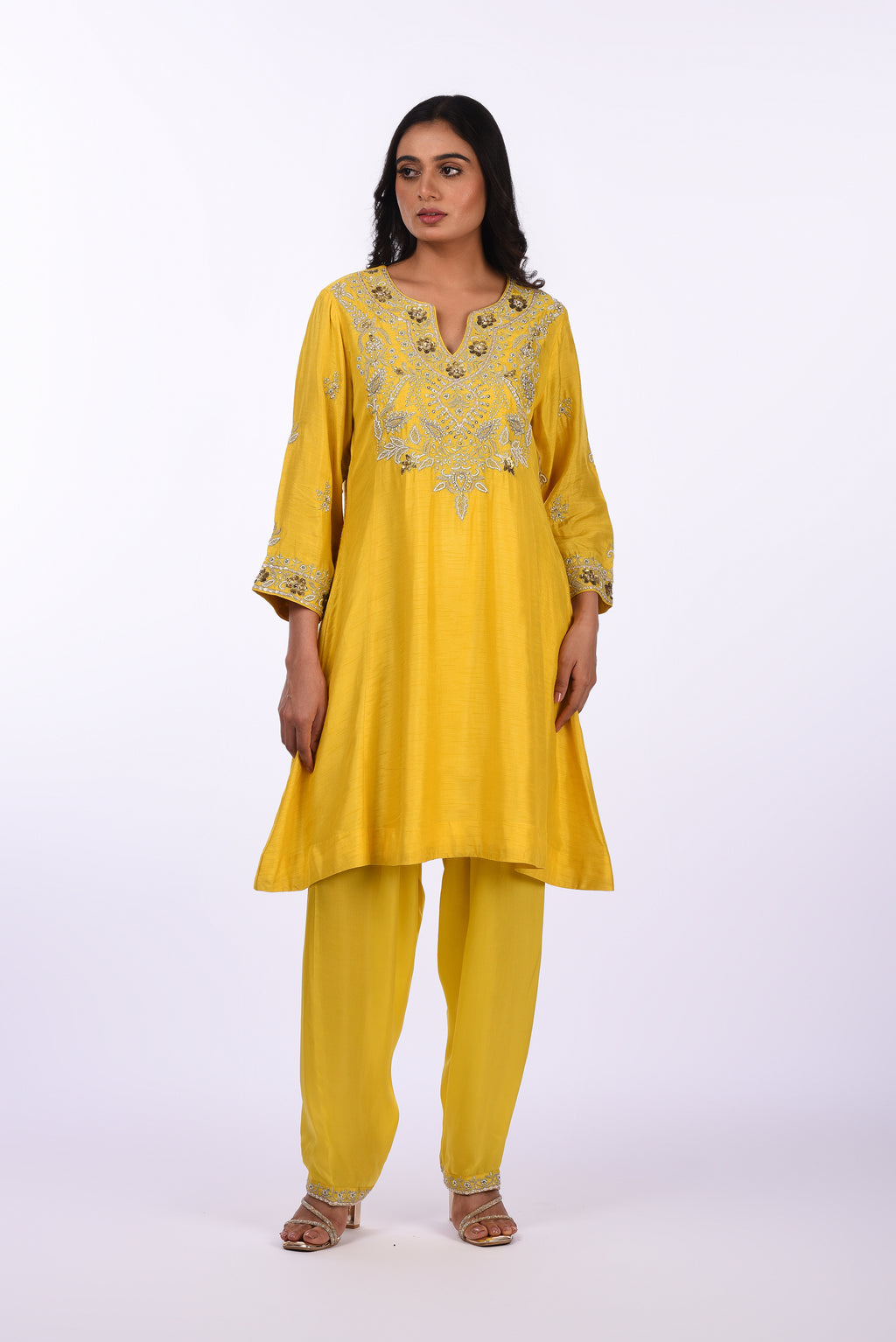 Yellow Short Kurta Set