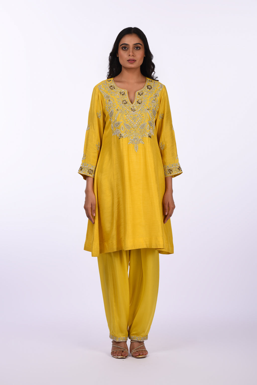 Yellow Short Kurta Set