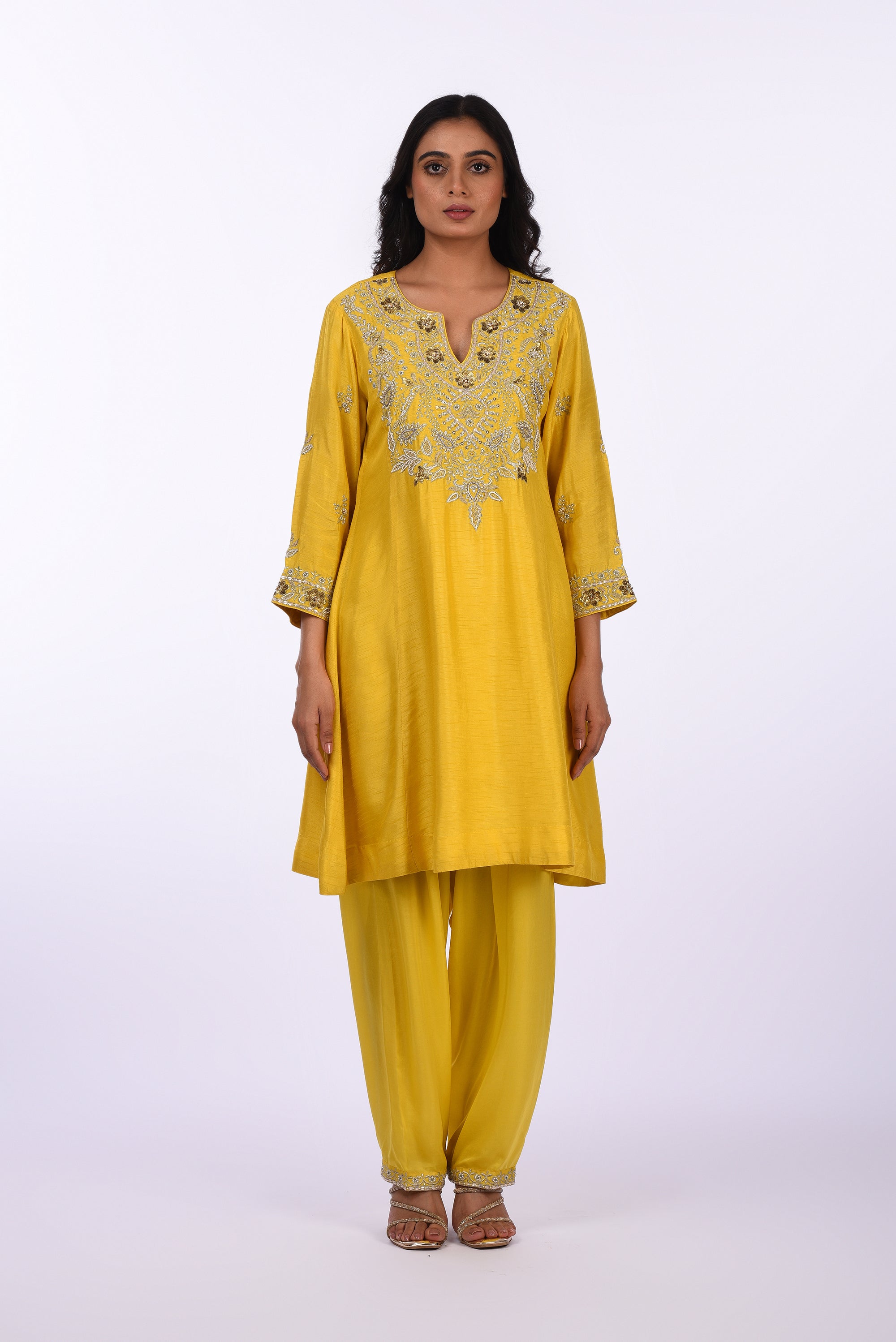 Yellow Short Kurta Set