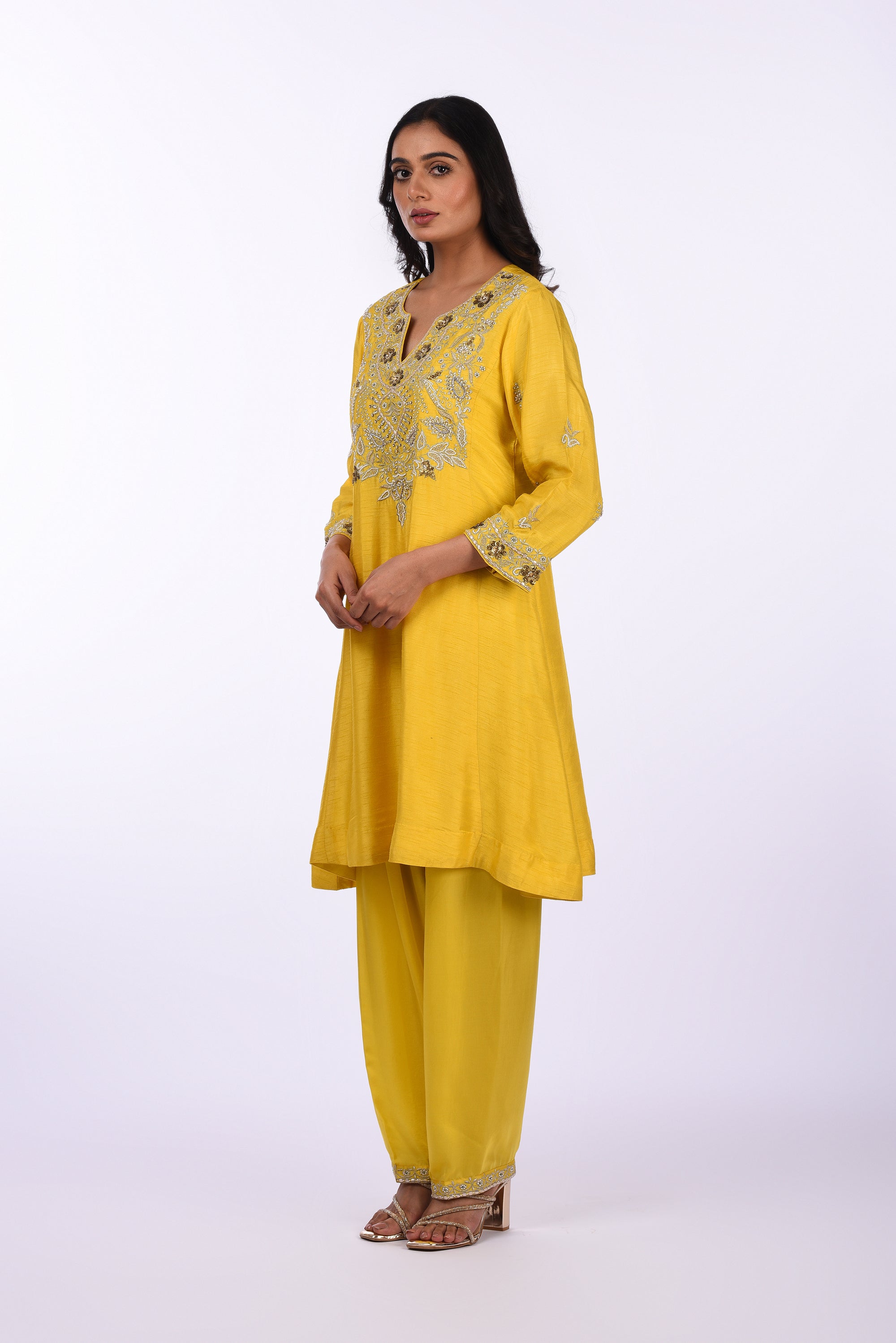 Yellow Short Kurta Set