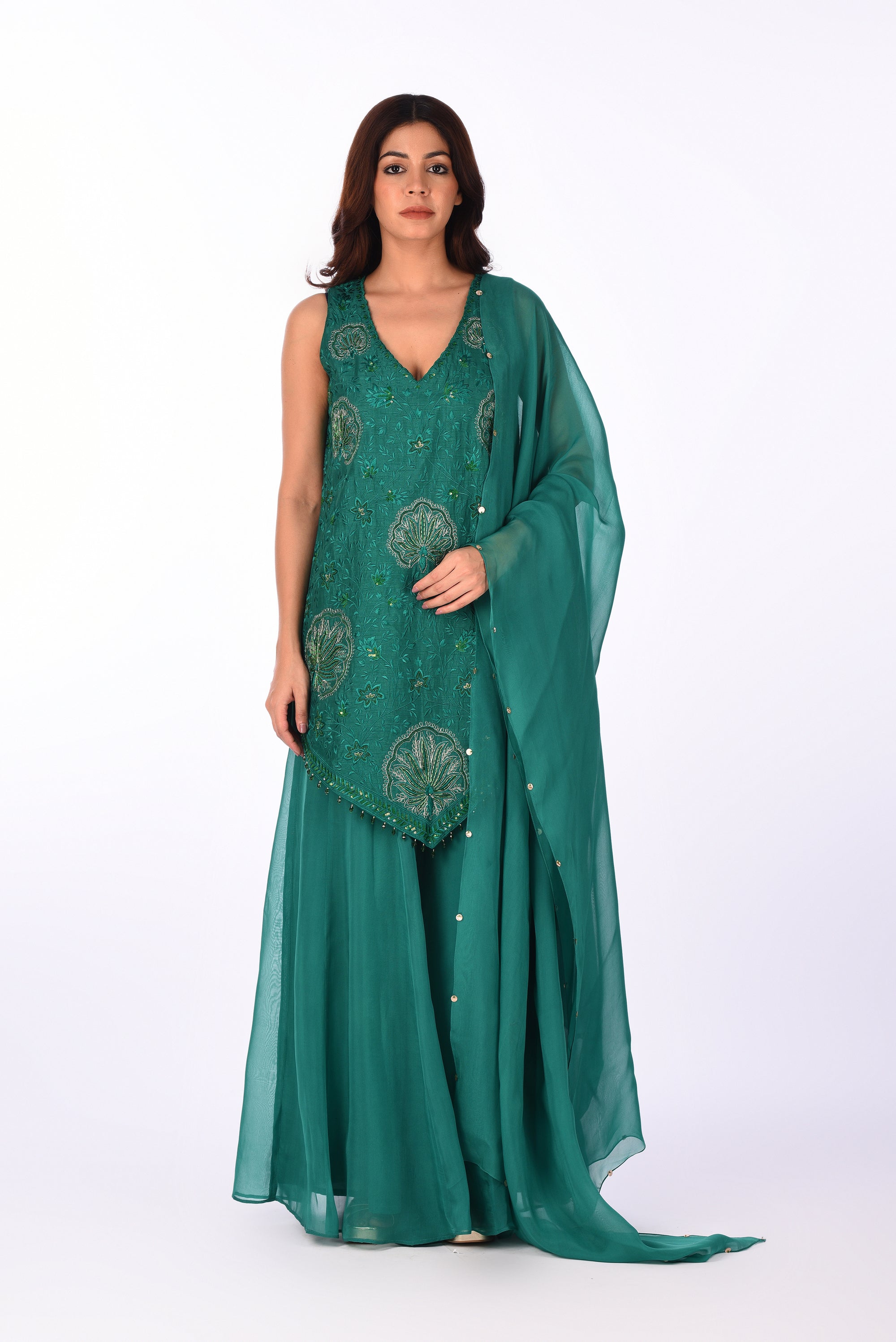 Emerald Green Embroidered Kurta Set