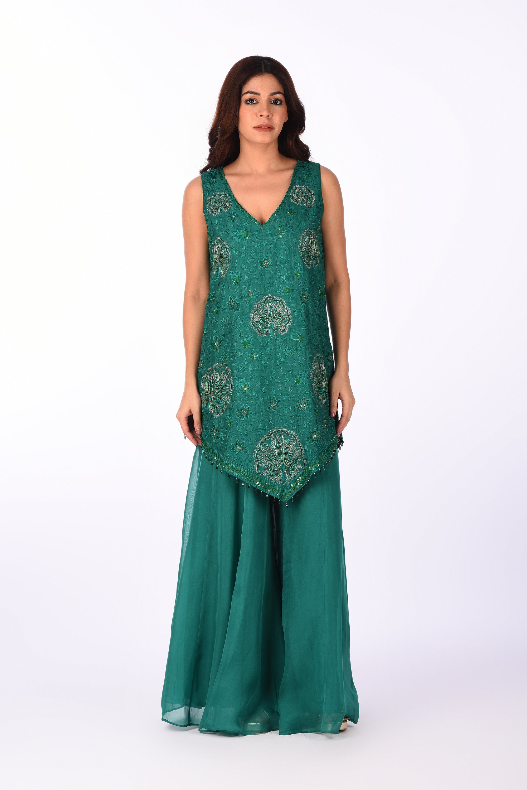 Emerald Green Embroidered Kurta Set