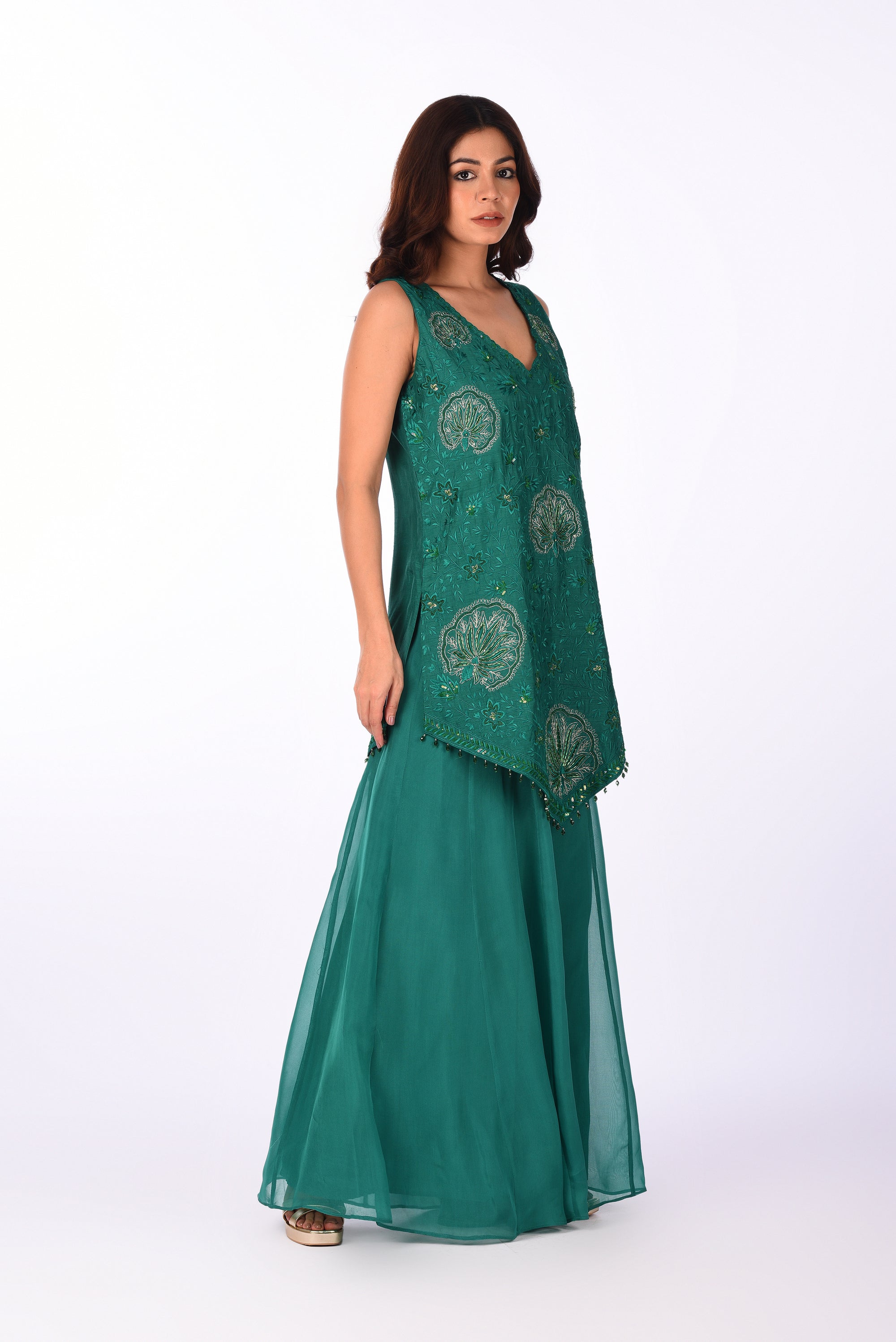 Emerald Green Embroidered Kurta Set