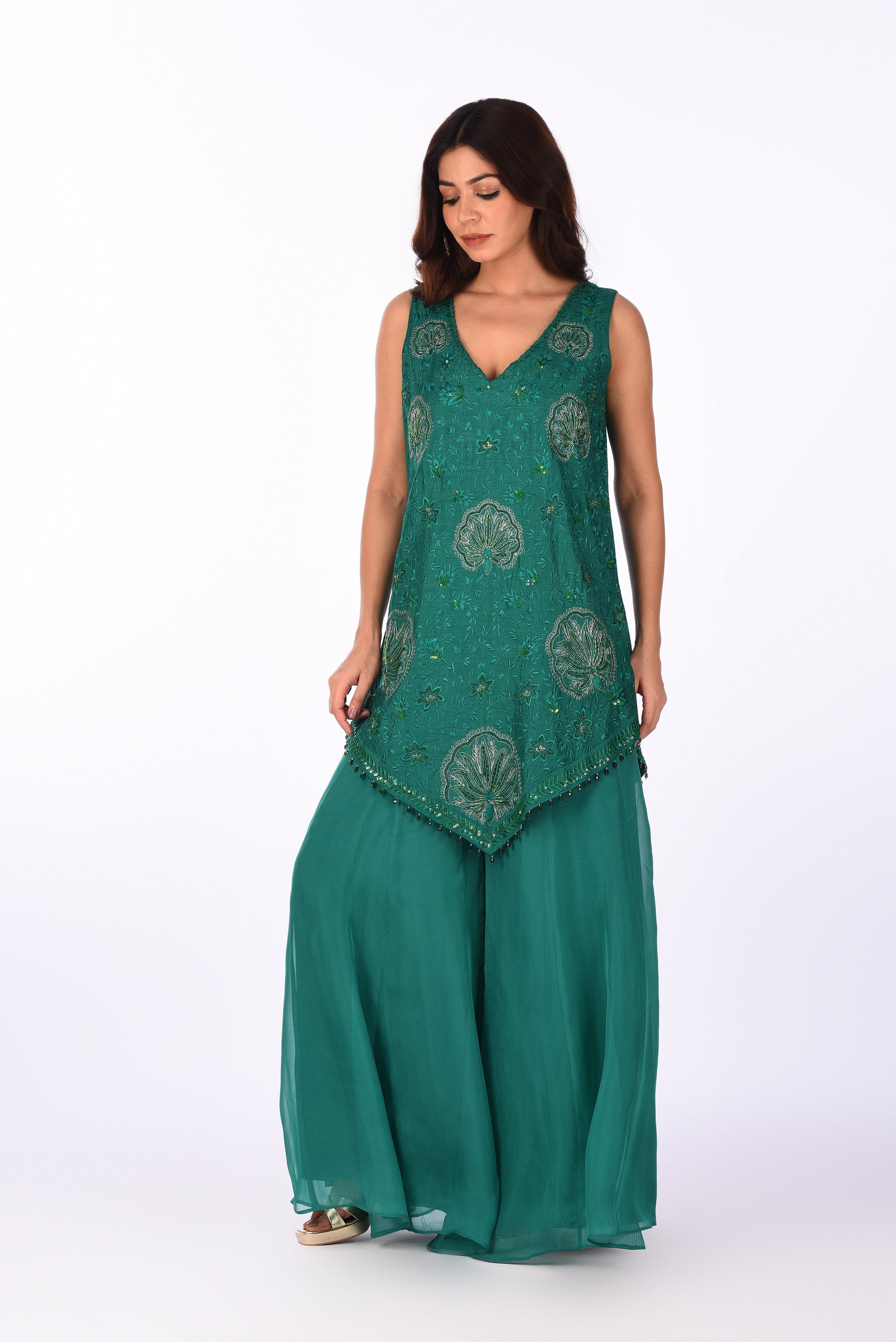 Emerald Green Embroidered Kurta Set