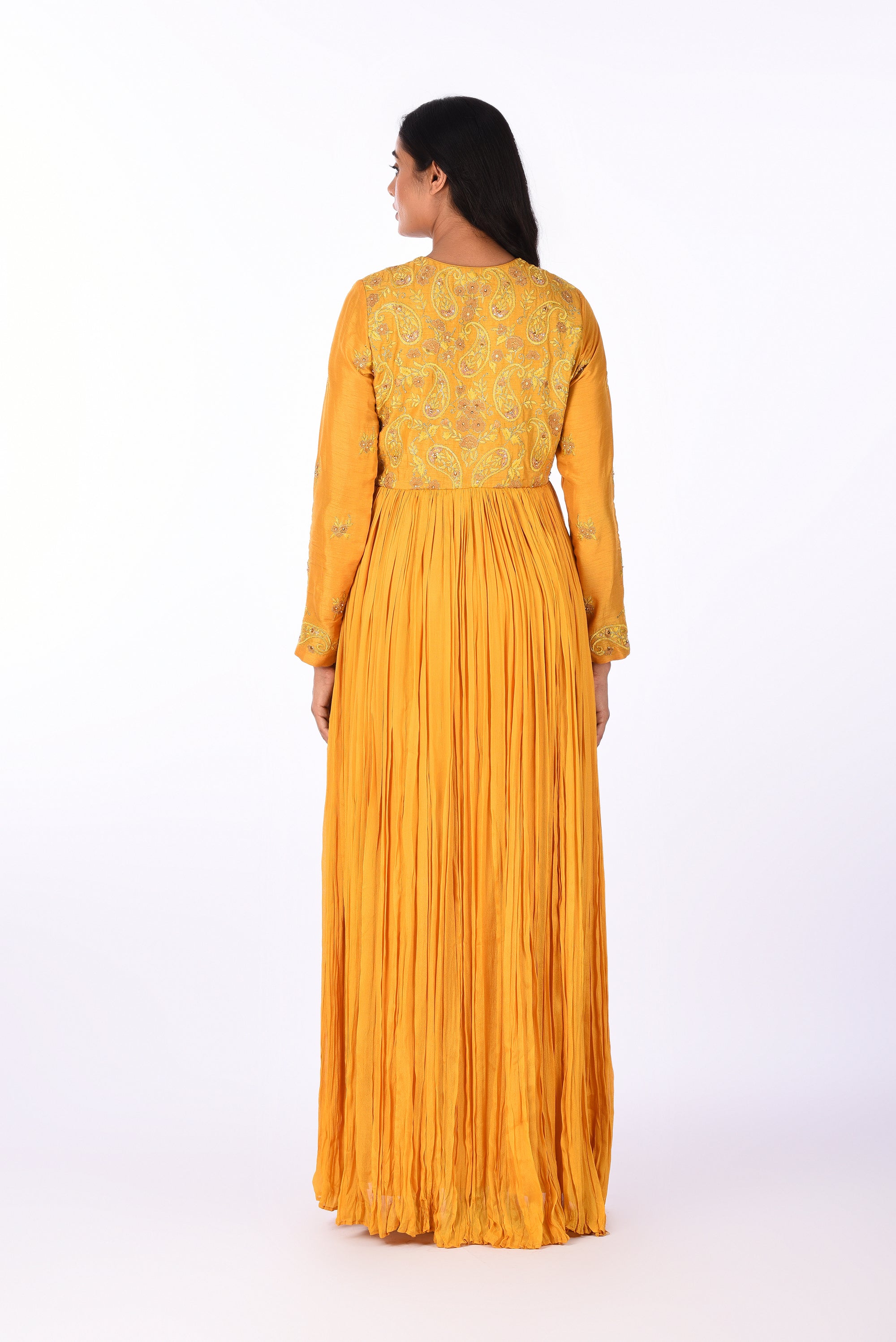Sunflower Yellow Zari Embroidered Anarkali Set