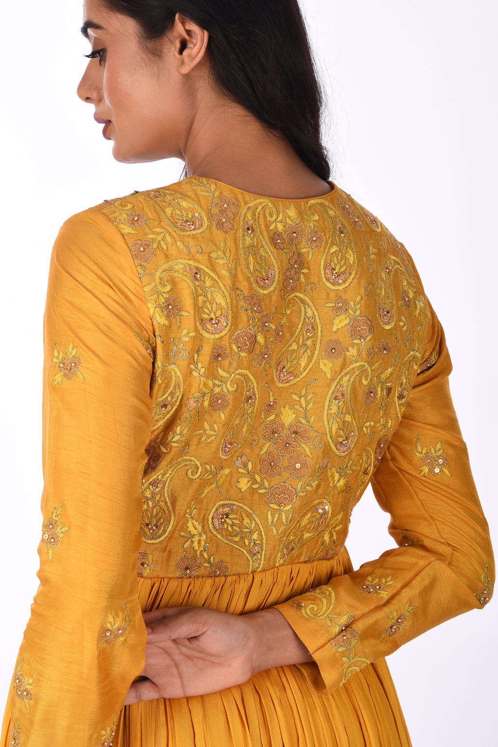 Sunflower Yellow Zari Embroidered Anarkali Set