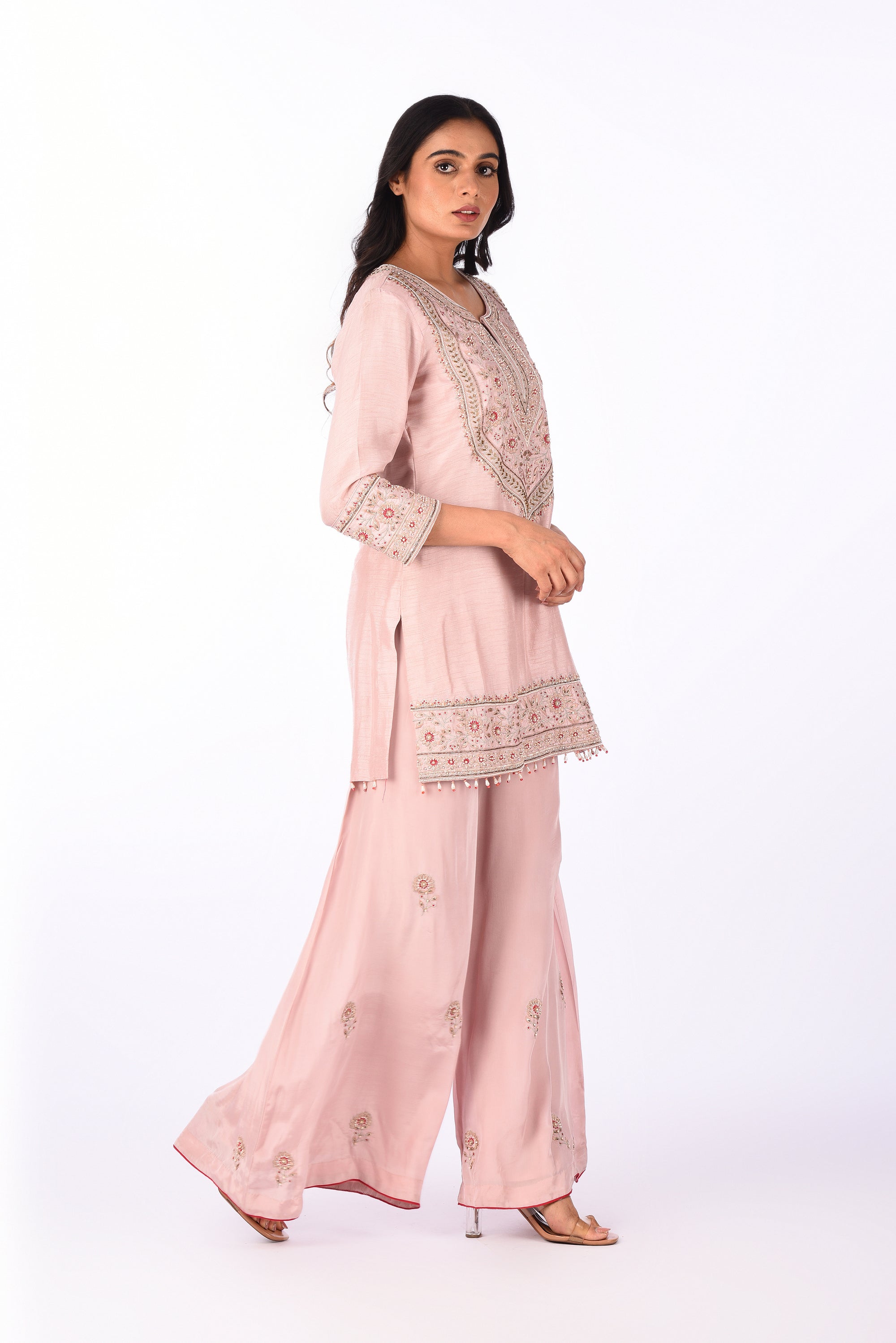Blush Pink Embroidered Kurta Set
