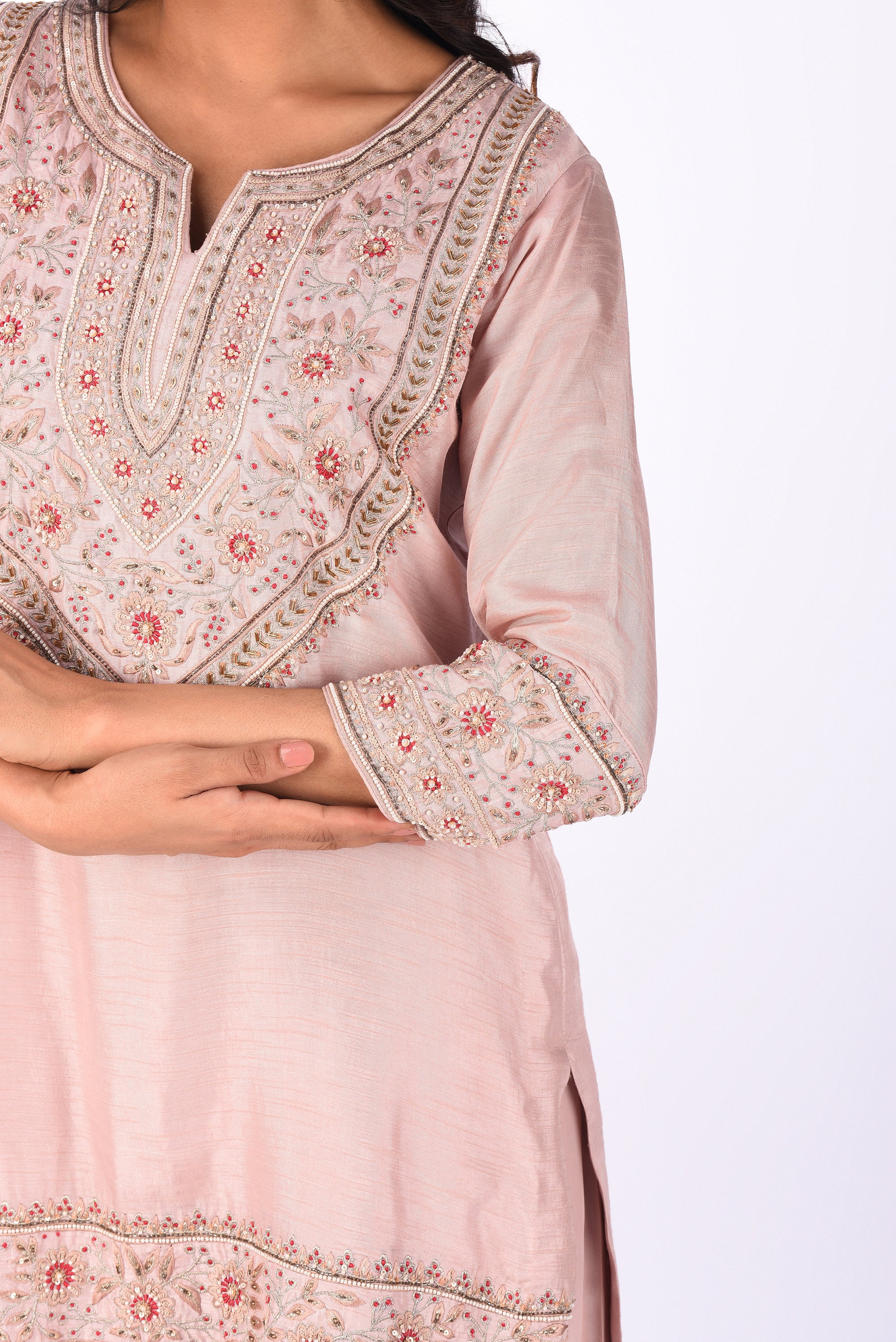 Blush Pink Embroidered Kurta Set