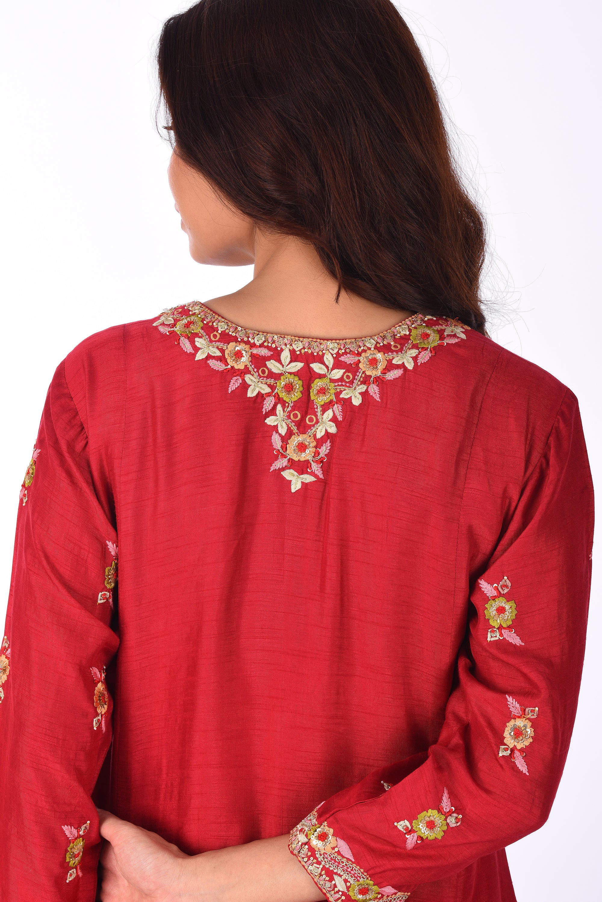 Crimson Embroidered Kurta Set