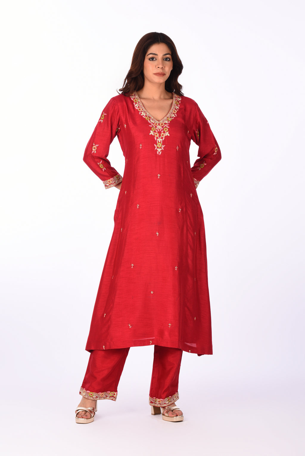 Crimson Embroidered Kurta Set