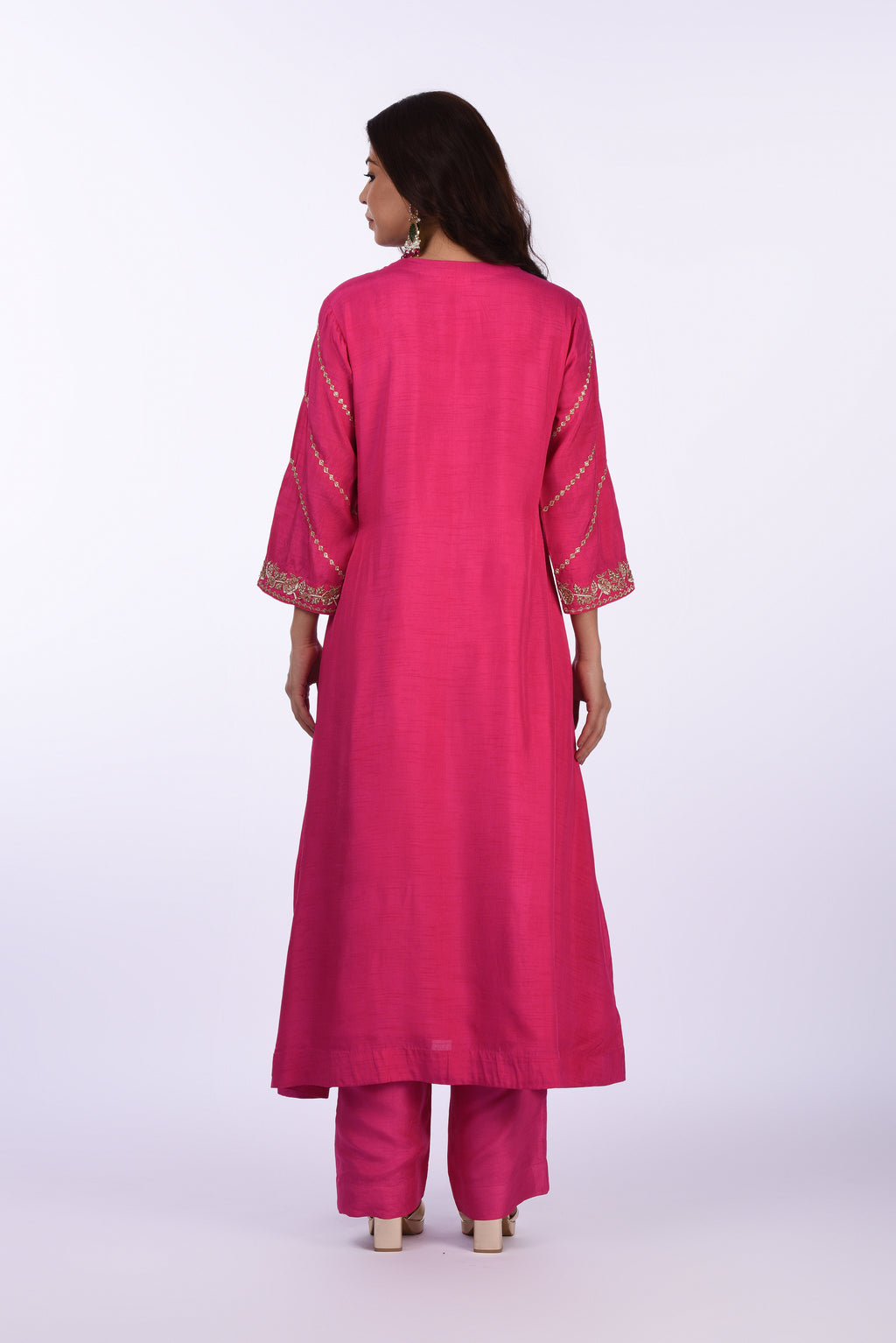 Rani Pink Embroidered Kurta Set