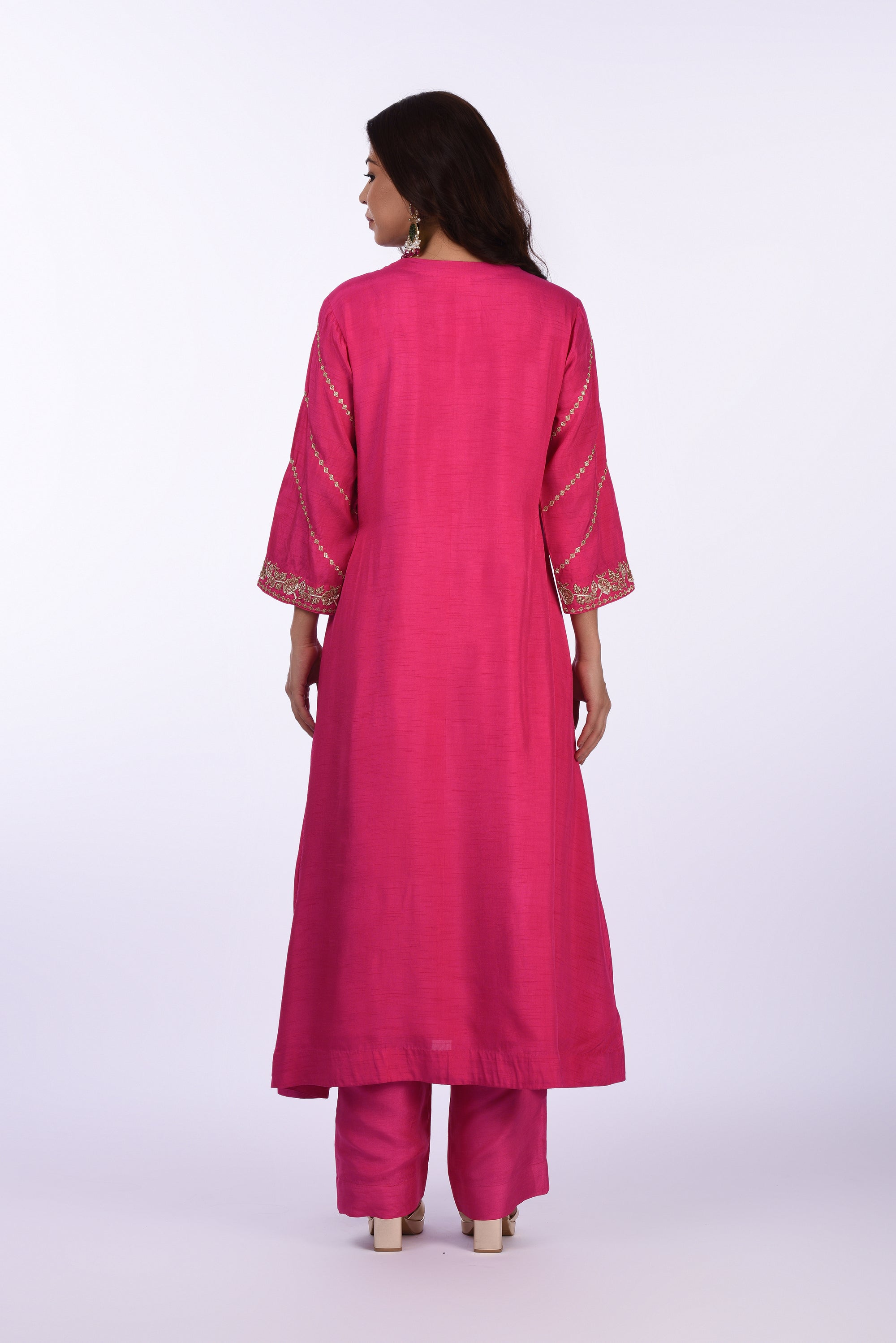 Rani Pink Embroidered Kurta Set
