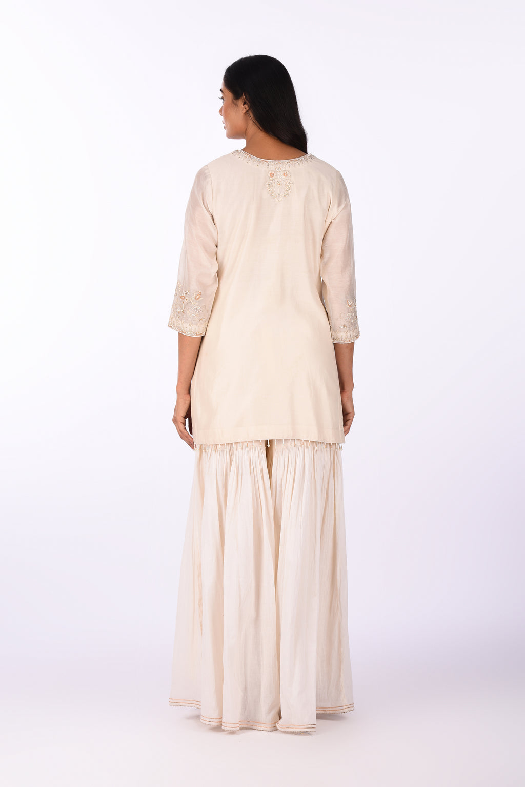 Ivory Embroidered Kurta Sharara Set with Dupatta
