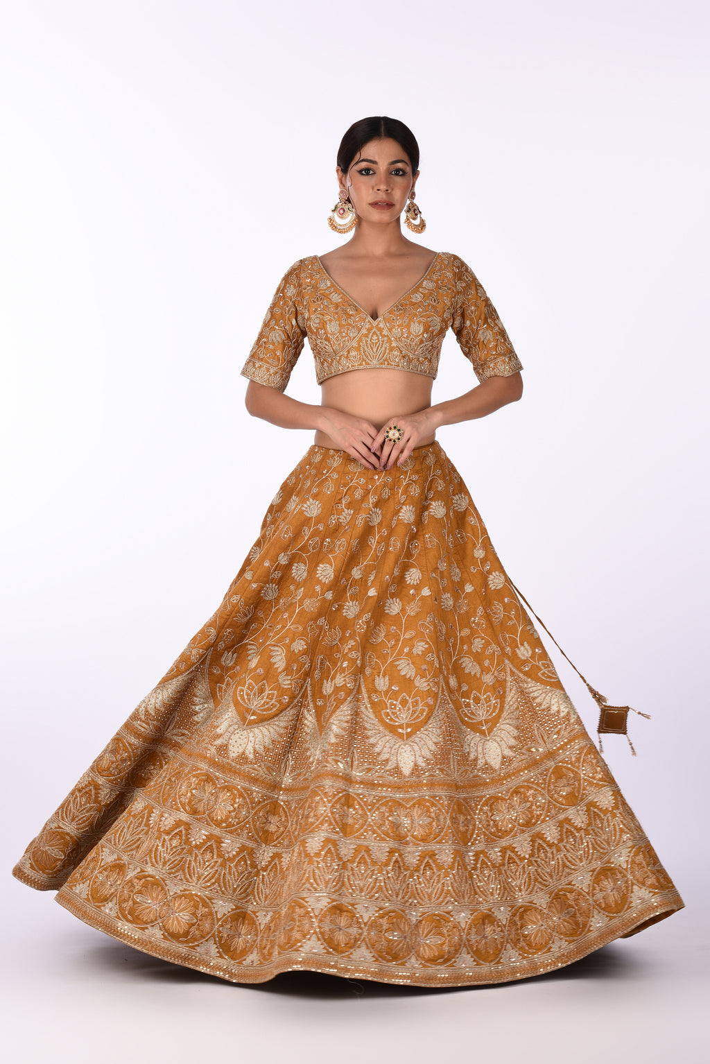 Mustard Yellow Embroidered Bridal Lehenga Set