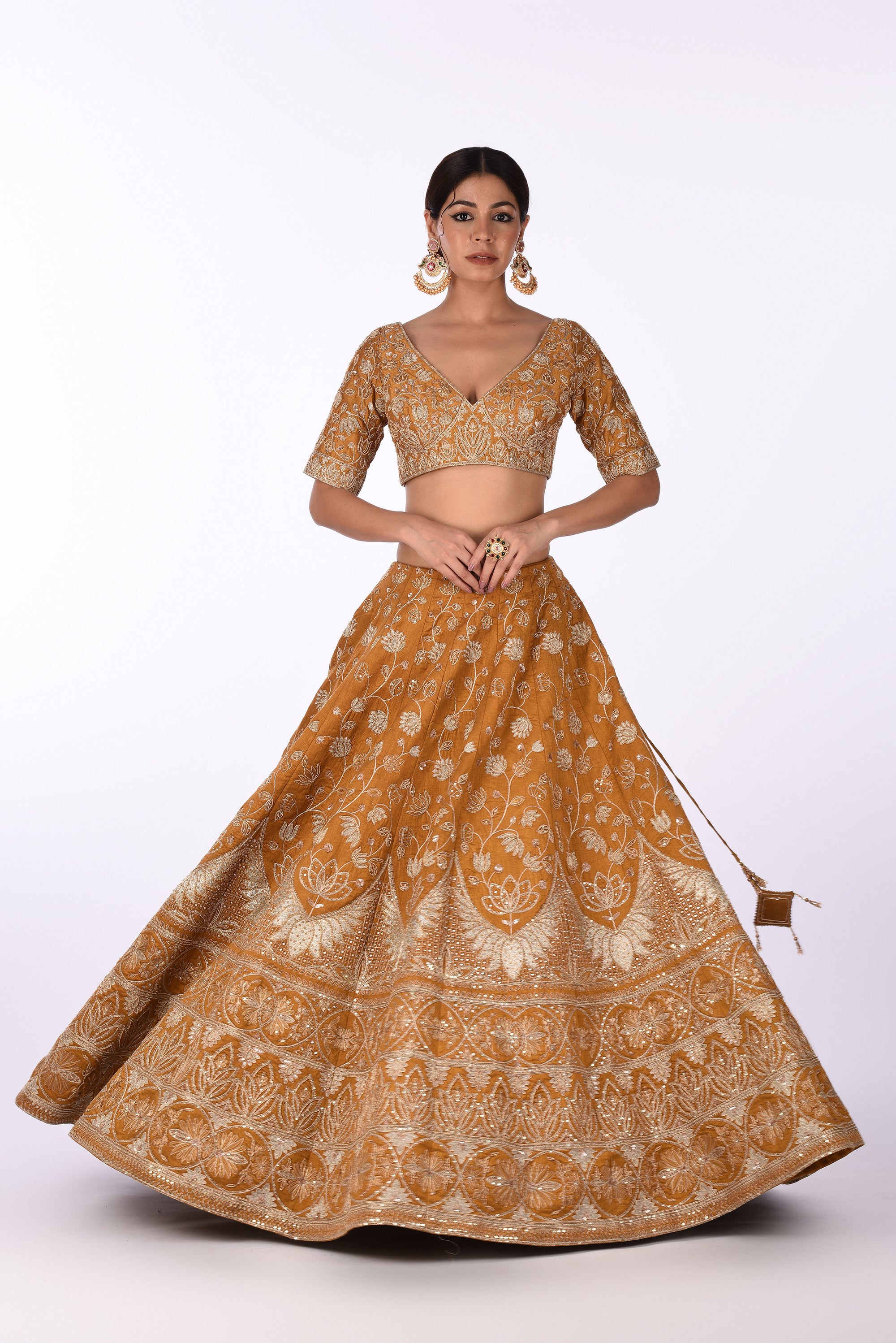 Mustard Yellow Embroidered Bridal Lehenga Set