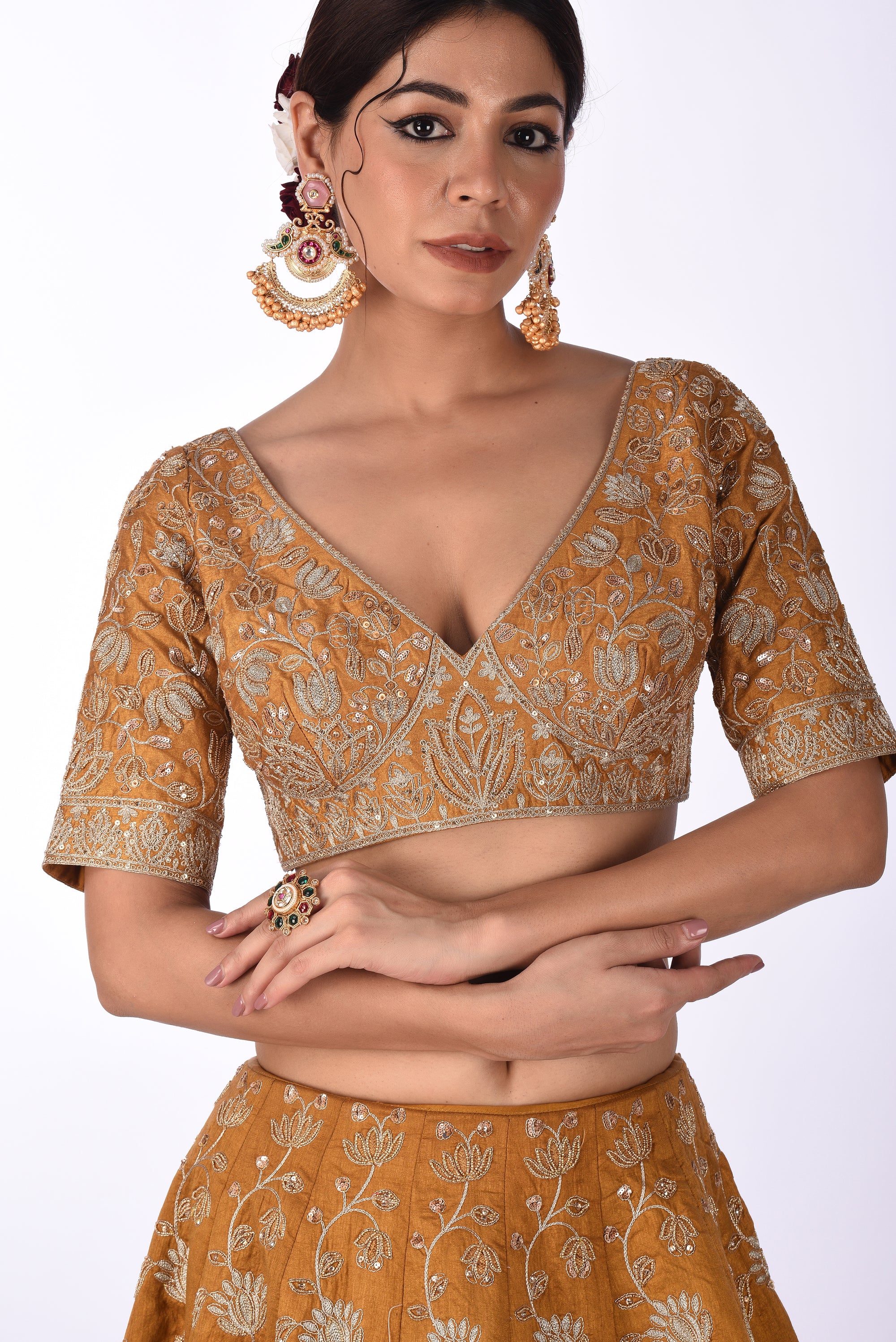Mustard Yellow Embroidered Bridal Lehenga Set