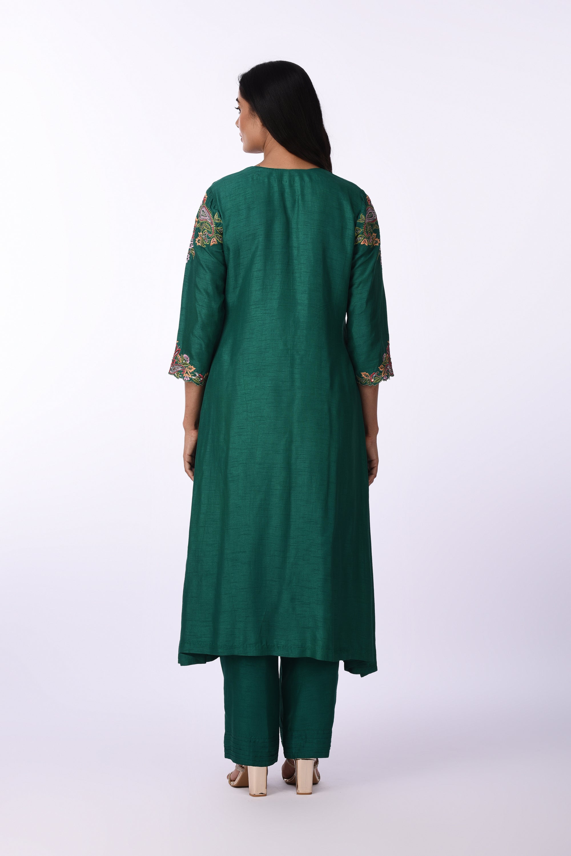 Emerald Green Embroidered Kurta Set