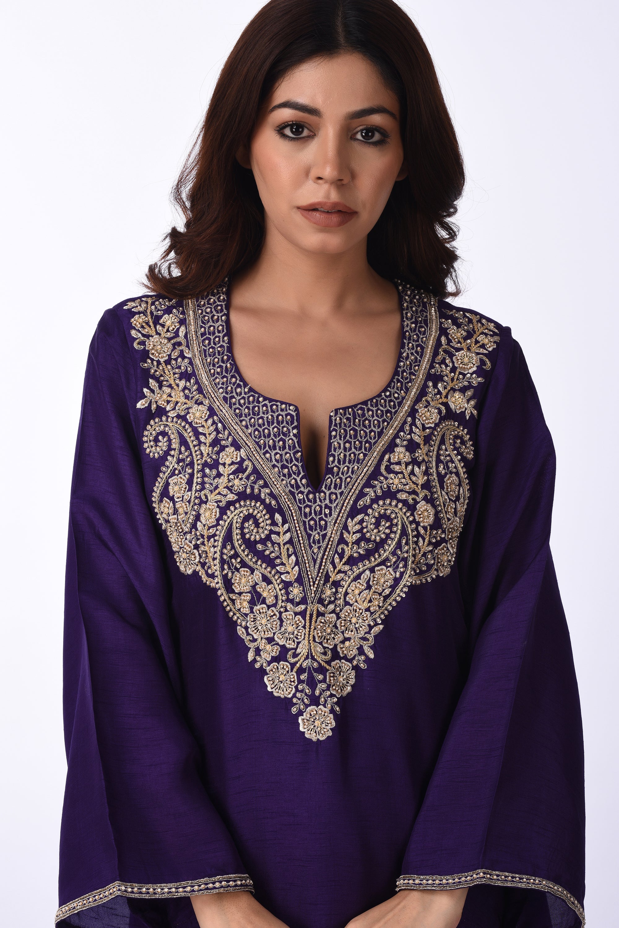 Purple Embroidered Patiala kurta Set