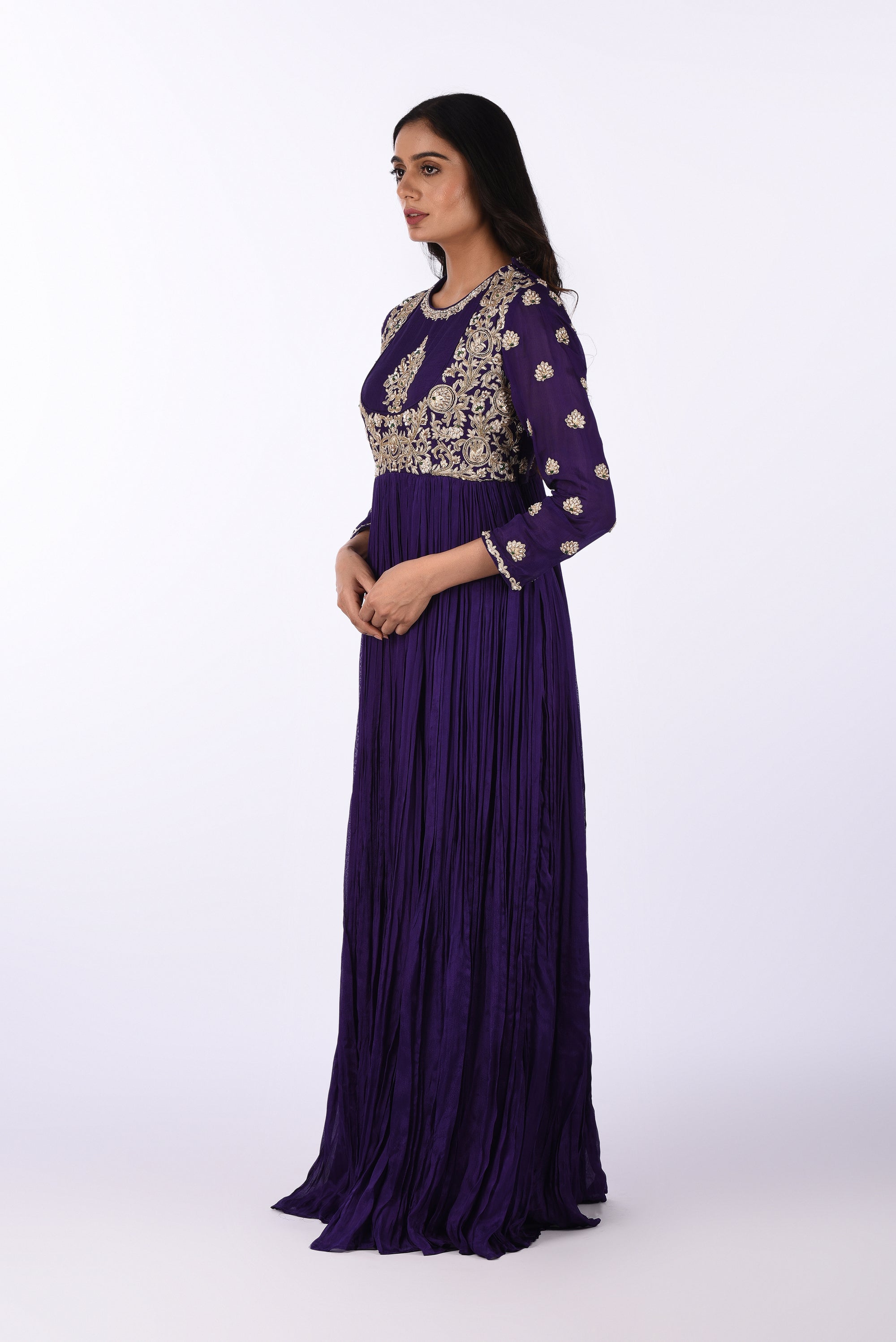 Royal Purple Embroidered Anarkali Set