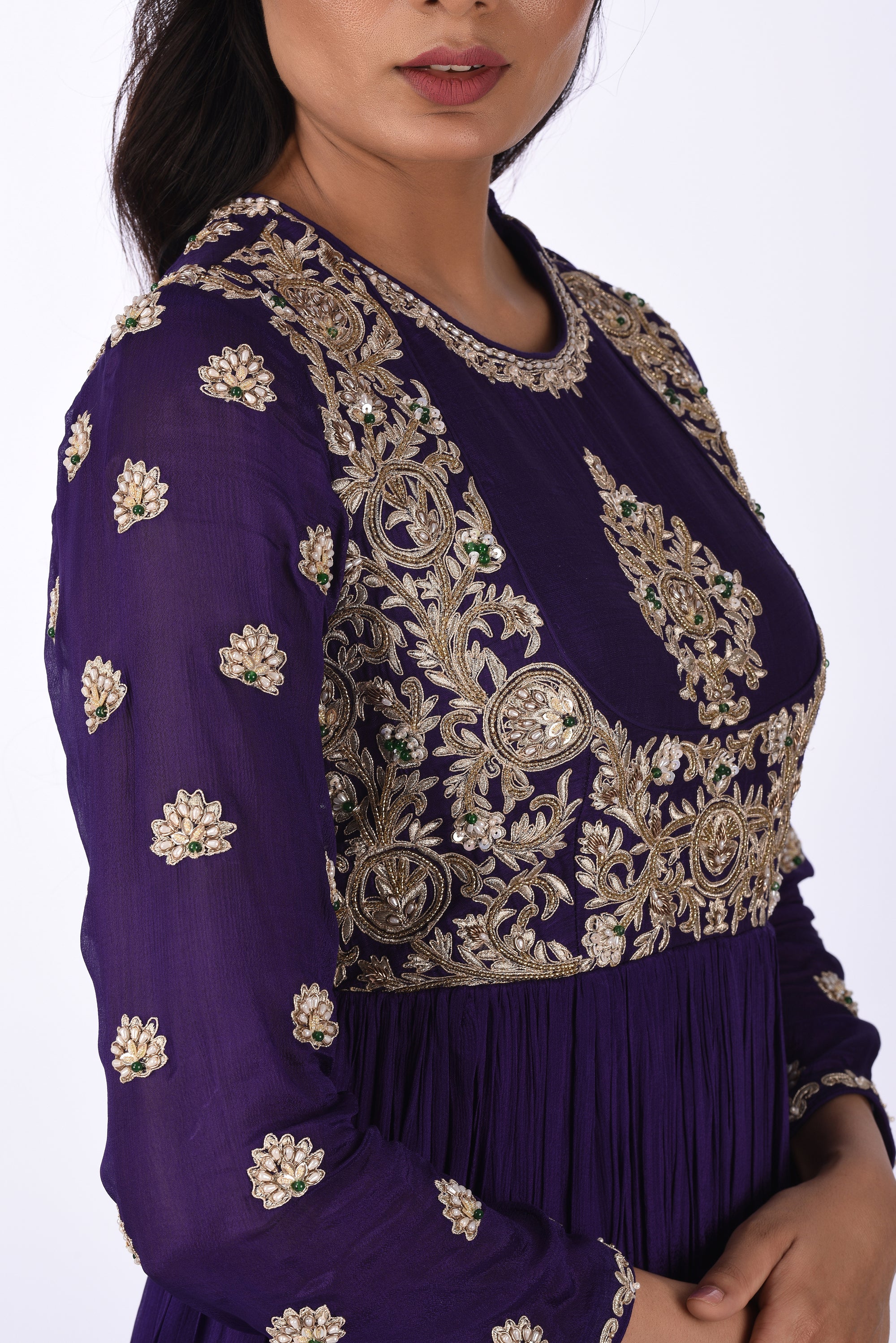Royal Purple Embroidered Anarkali Set