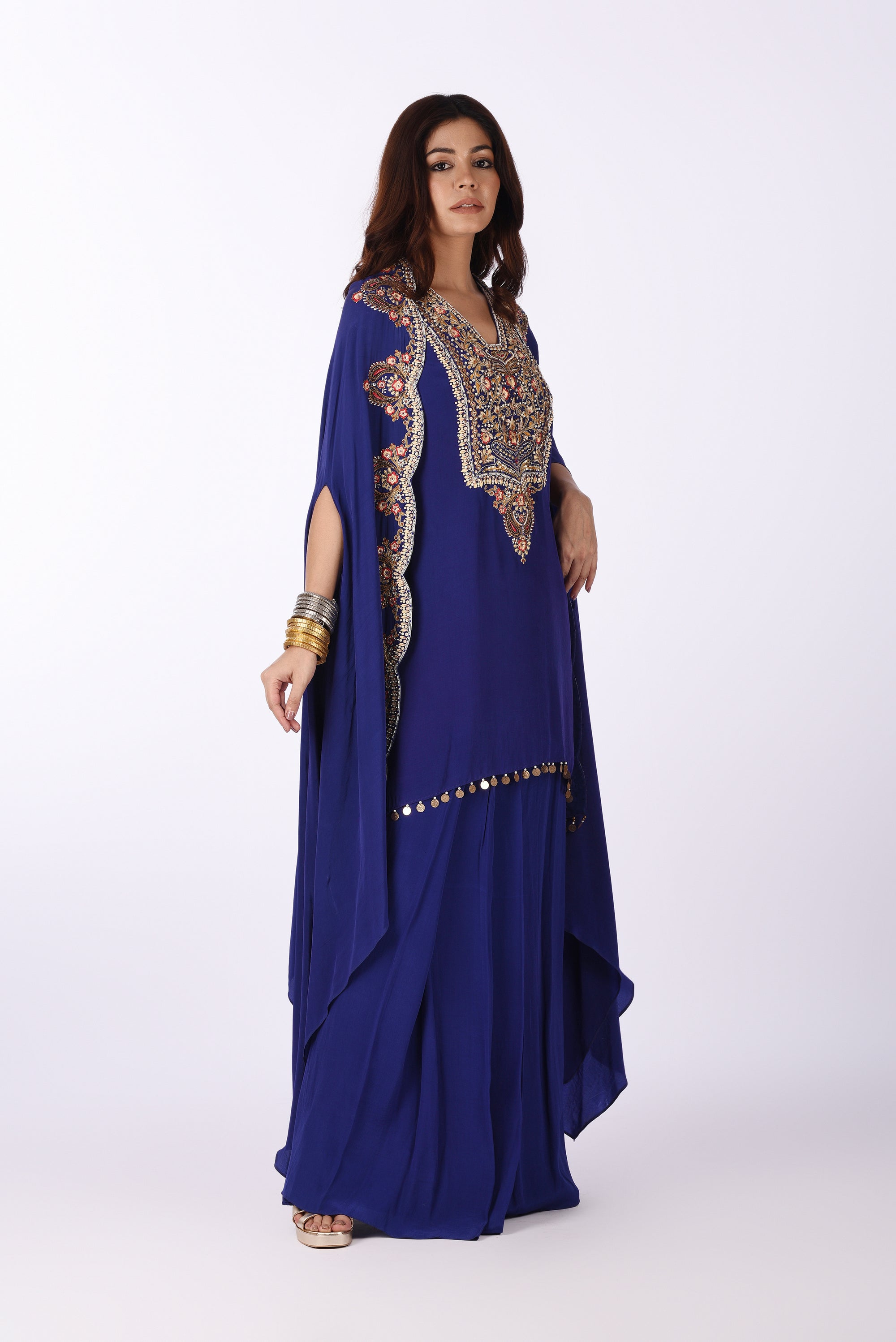 Royal Blue Cape Kurta with Skirt
