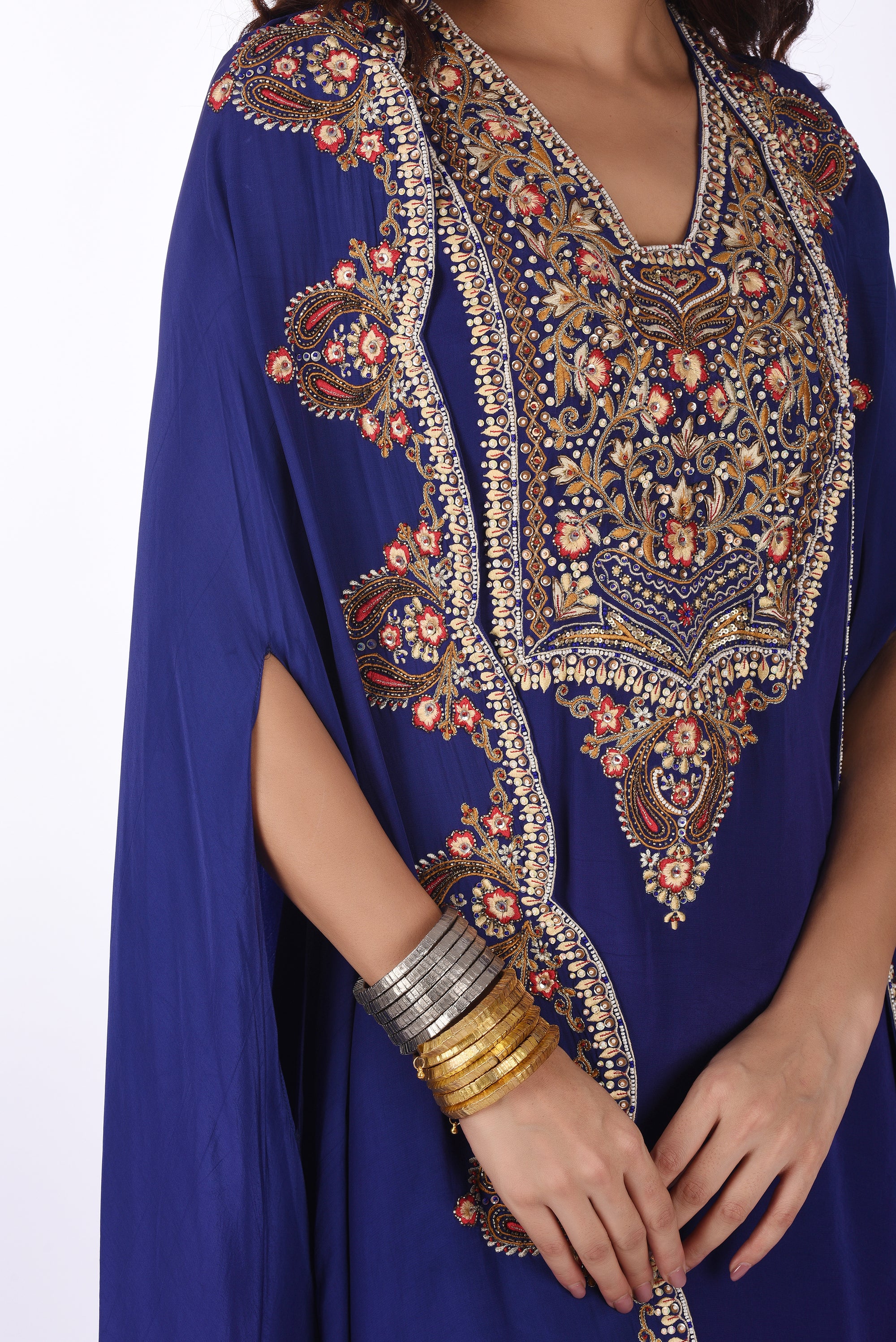 Royal Blue Cape Kurta with Skirt