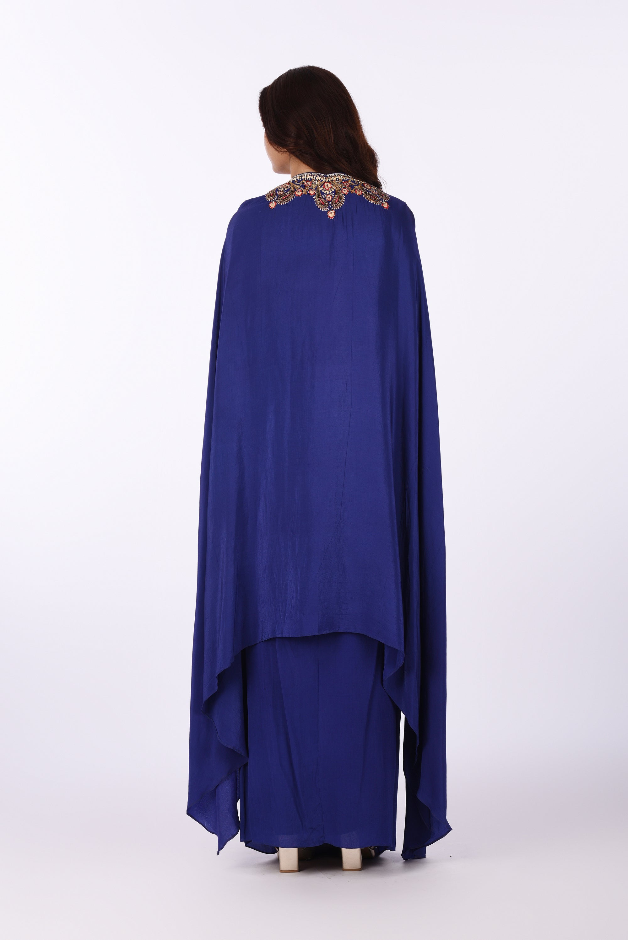 Royal Blue Cape Kurta with Skirt