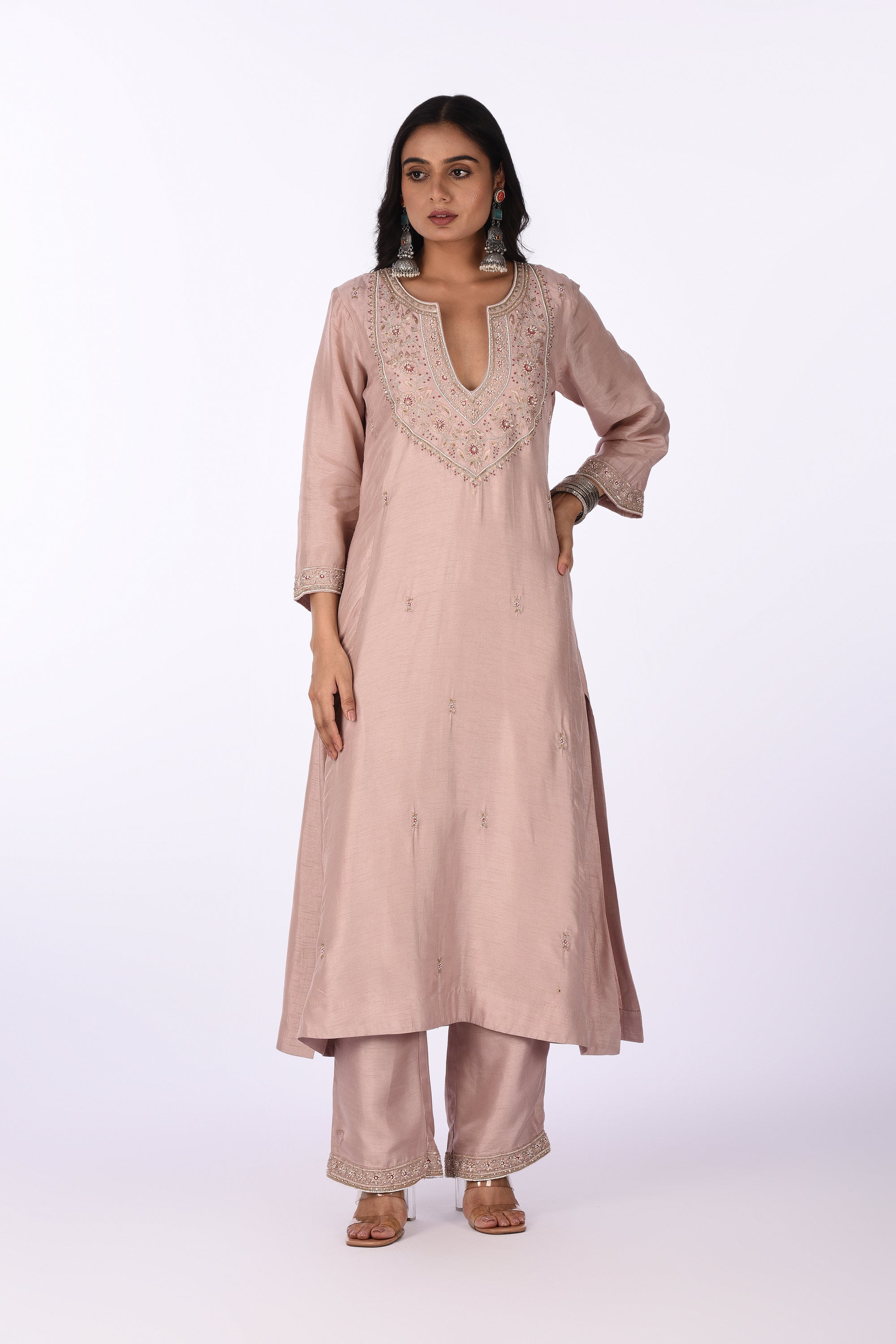 Blush Pink Embroidered Kurta Set