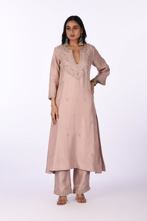 Blush Pink Embroidered Kurta Set