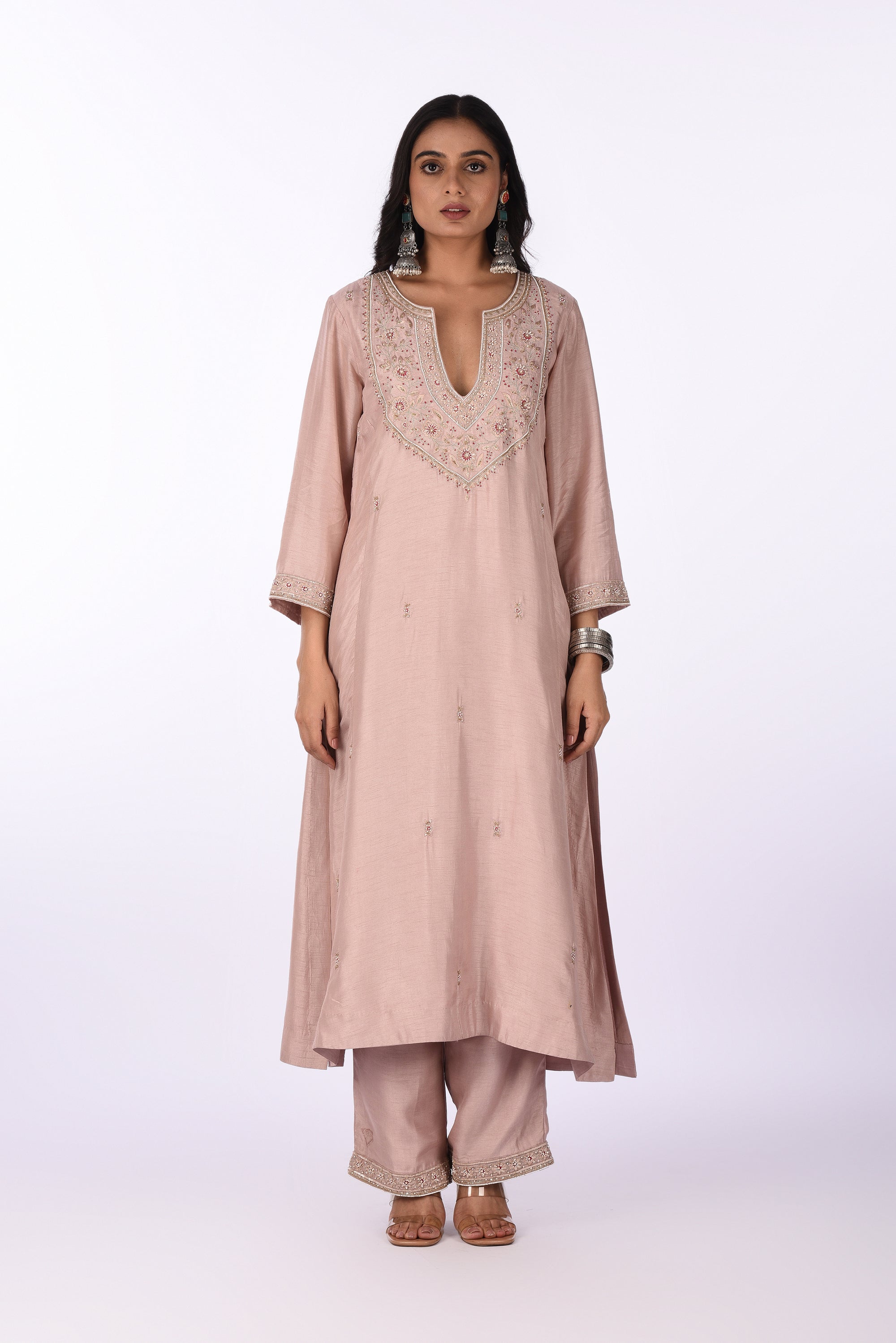 Blush Pink Embroidered Kurta Set