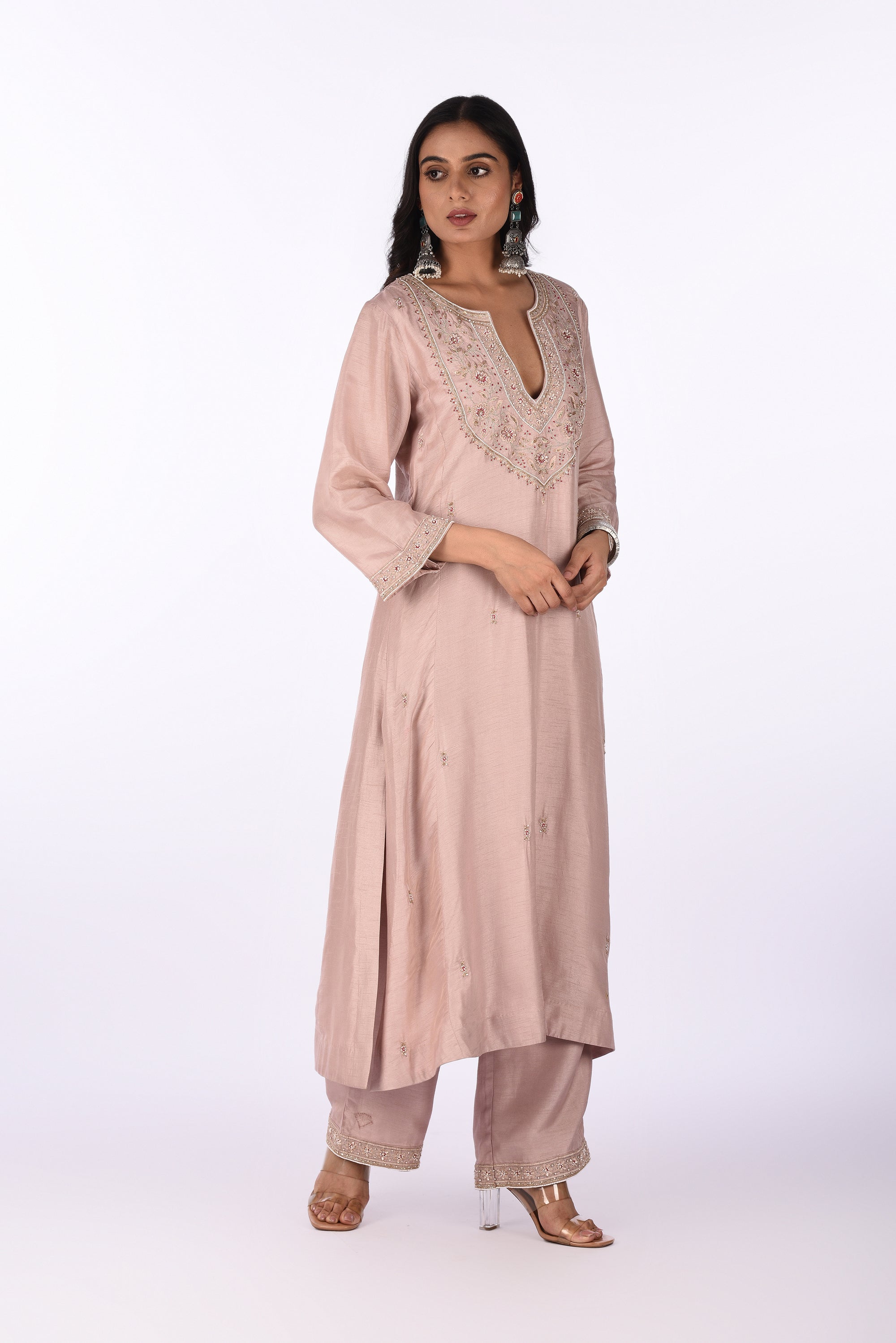 Blush Pink Embroidered Kurta Set