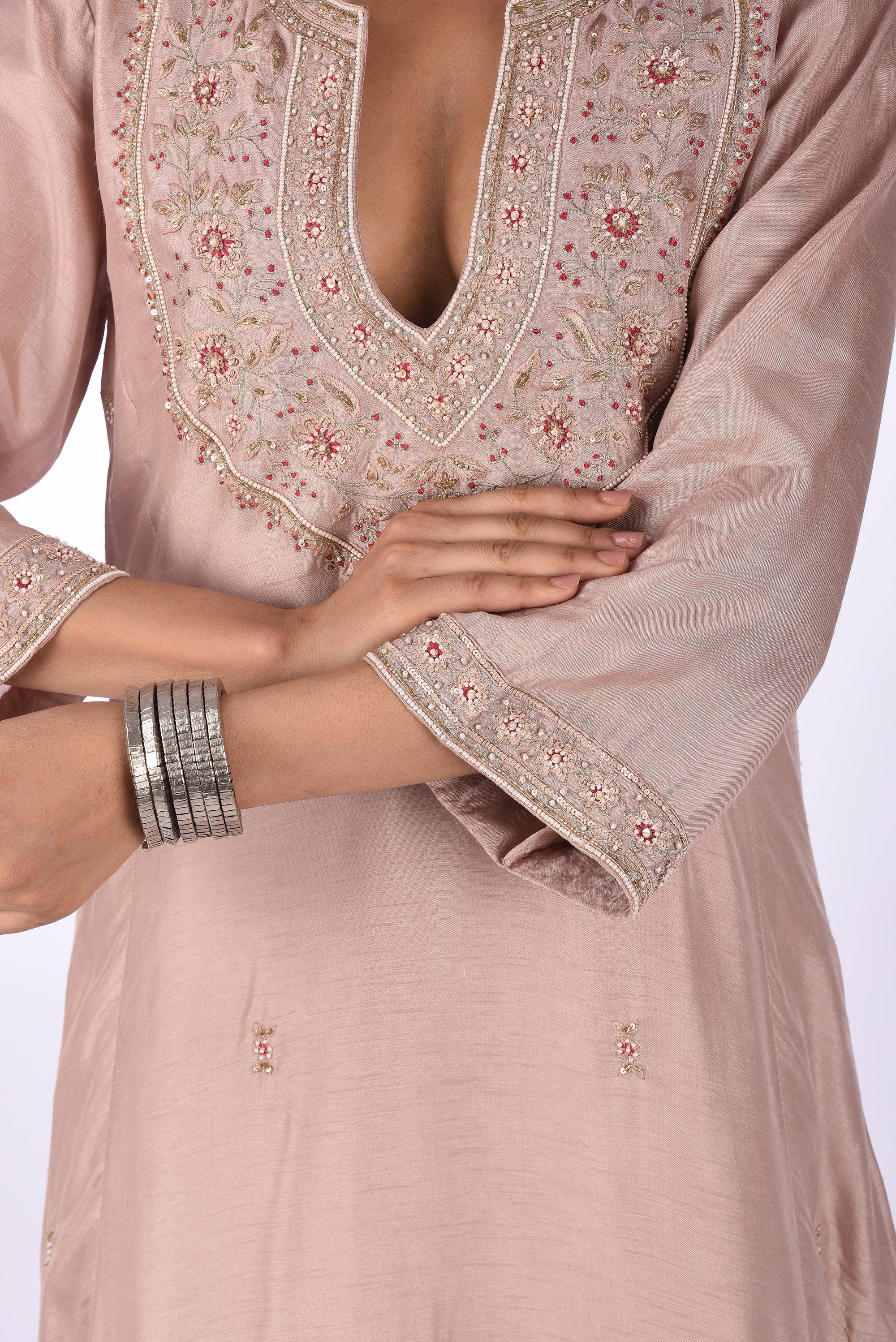 Blush Pink Embroidered Kurta Set