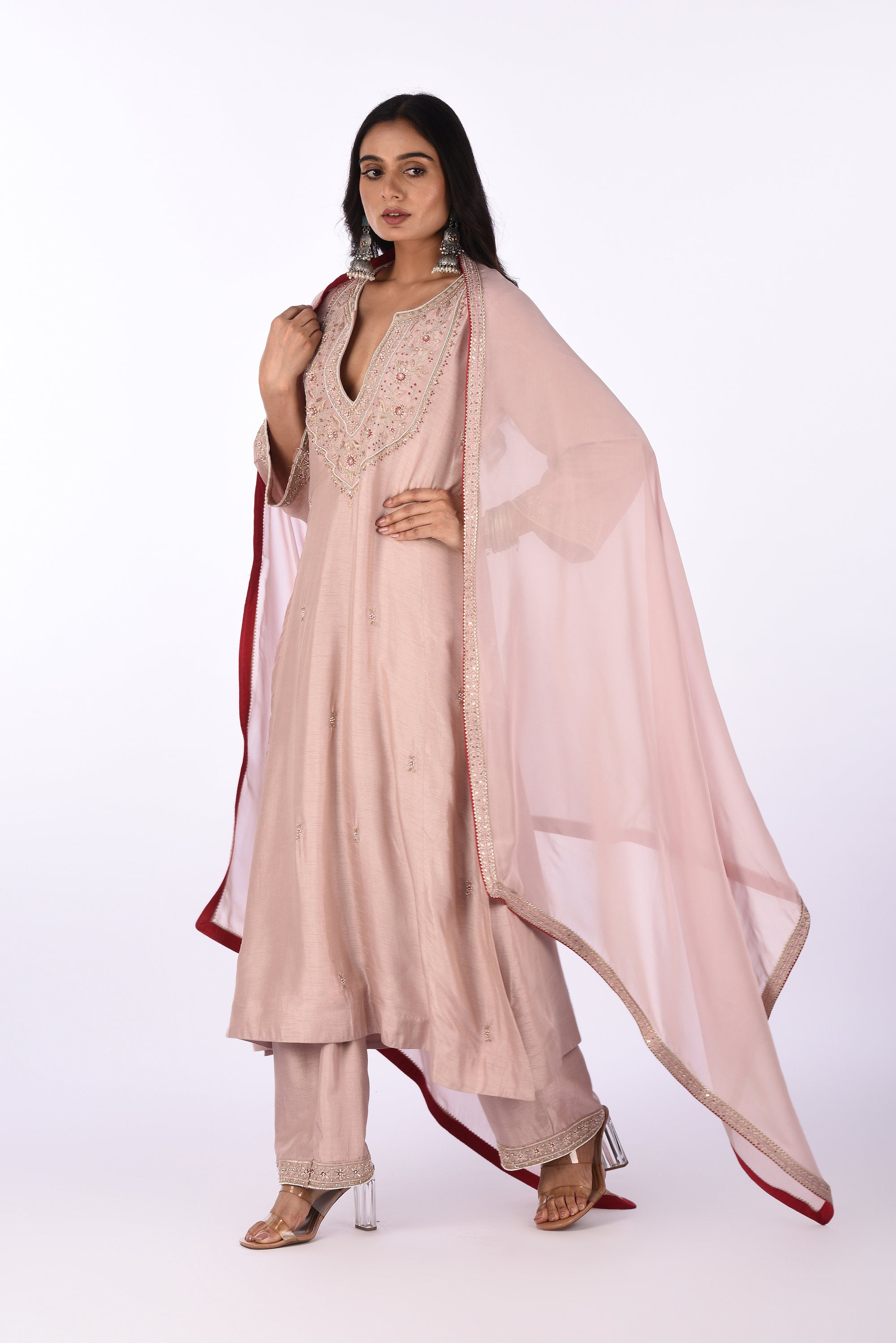 Blush Pink Embroidered Kurta Set