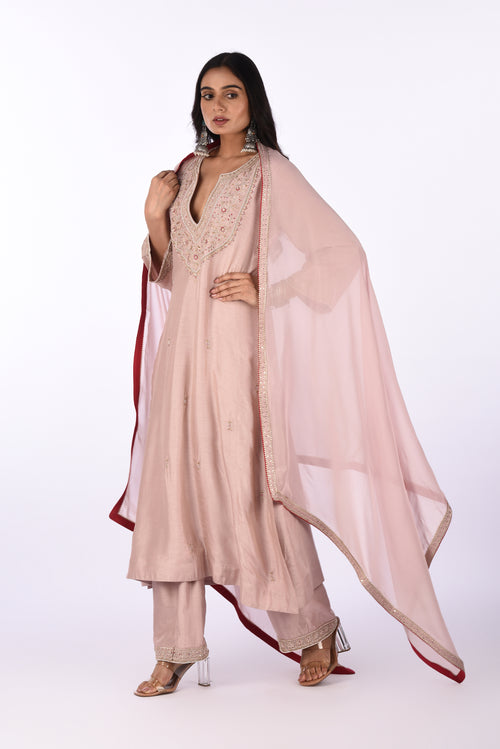 Blush Pink Embroidered Kurta Set