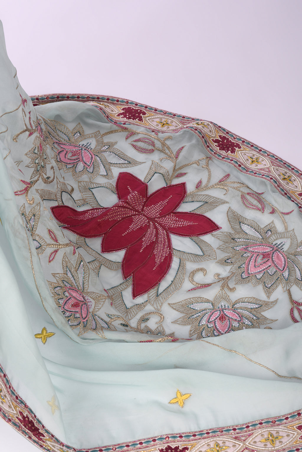Sky Blue Embroidered Organza Saree